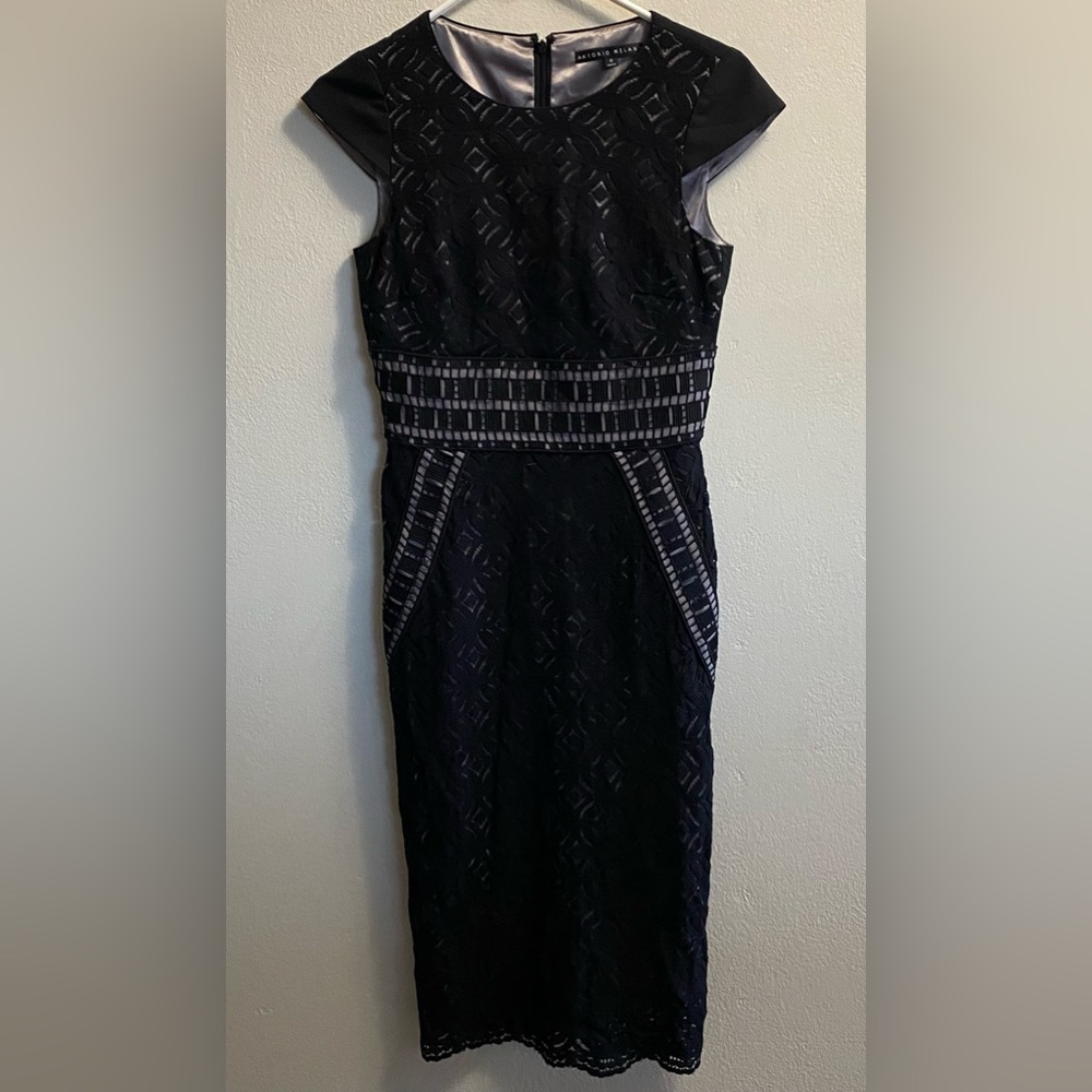 Antonio Melani Fitted Black Lace Dress Size 0